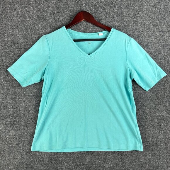 Chicos True Color Tee Womens Large Blue Cotton Short Sleeve Top Pullover - Picture 1 of 4
